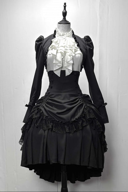 【3月6日予約締切】ダークゴシックブラックコルセットレイヤードプルアップスカート