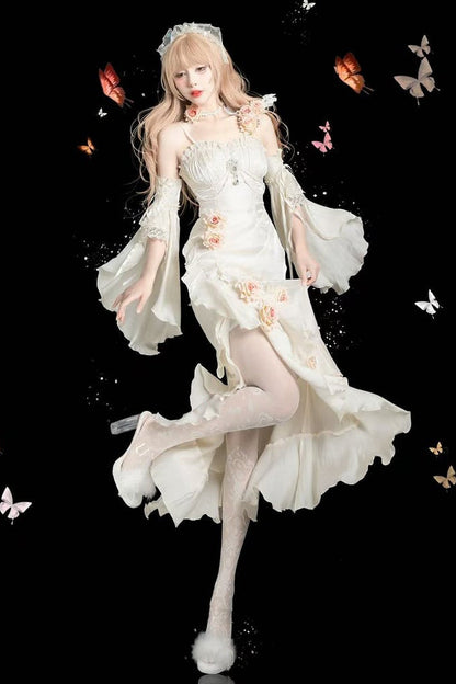 Amour Rose Bianca White and Blue Mermaid Dress Set