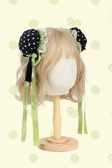 [Reservierungsschluss am 1025] Pink/Grüne Chinoiserie-Lolita-Sweet-Panda-Serie Accessoires (Teetassen-inspirierter Minihut, Pandaohren-Haube, Pandaohren-KC, Pandaohren-Barett, Haarclip, Halskette, Handtasche, Quastenbrosche, Socken)