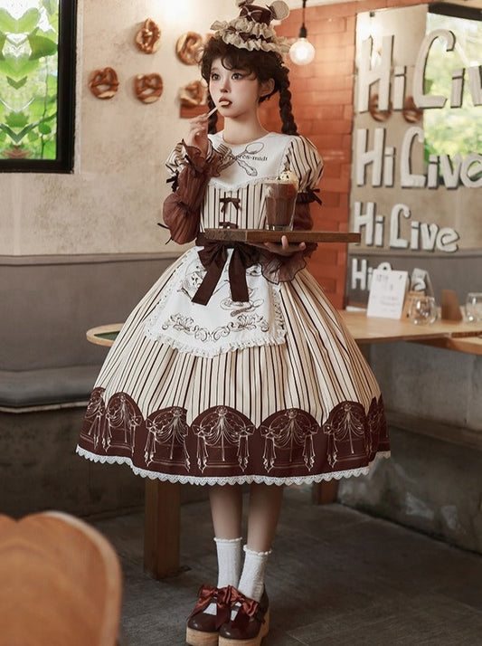 Mera's Afternoon Tea OP] With Puji original design cla embroidered apron sleeve sleeve full set of lolita