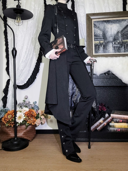 【12月29日予約締切】エターナルナイトプリンスダブルブレストゴシックロングテールコート＋ショルダーチェーンアクセサリー