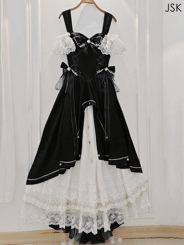【5月3日予約締切】ブラックホワイトコルセットレースリボンロリータJKSプリンセスドレス＋コンプリートセット
