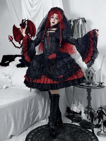 【4月21日予約締切】ブラッドフィーストダークゴシックローズクロスコルセットサスドレス＋ベルスリーブショートジャケット＋アクセサリー