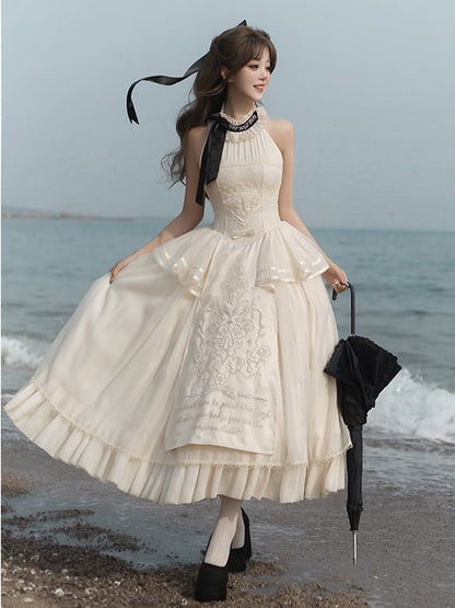 [Pre-order Deadline: May 29] Romantic Embroidered Ribbon Lolita Corset Tulle Dress
