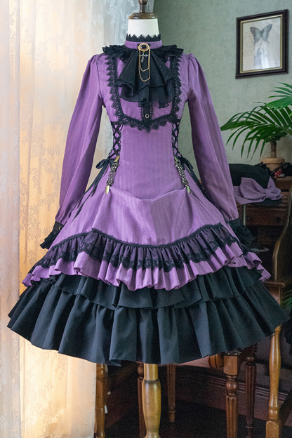 Retro Striped Elegant Gothic Lolita Dress