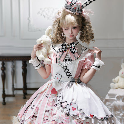 【数量限定】アリスティーパーティーアシメエプロンドレス＋うさ耳ハットドレスフルセット