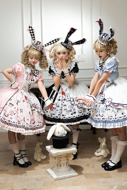 【数量限定】アリスティーパーティーアシメエプロンドレス＋うさ耳ハットドレスフルセット