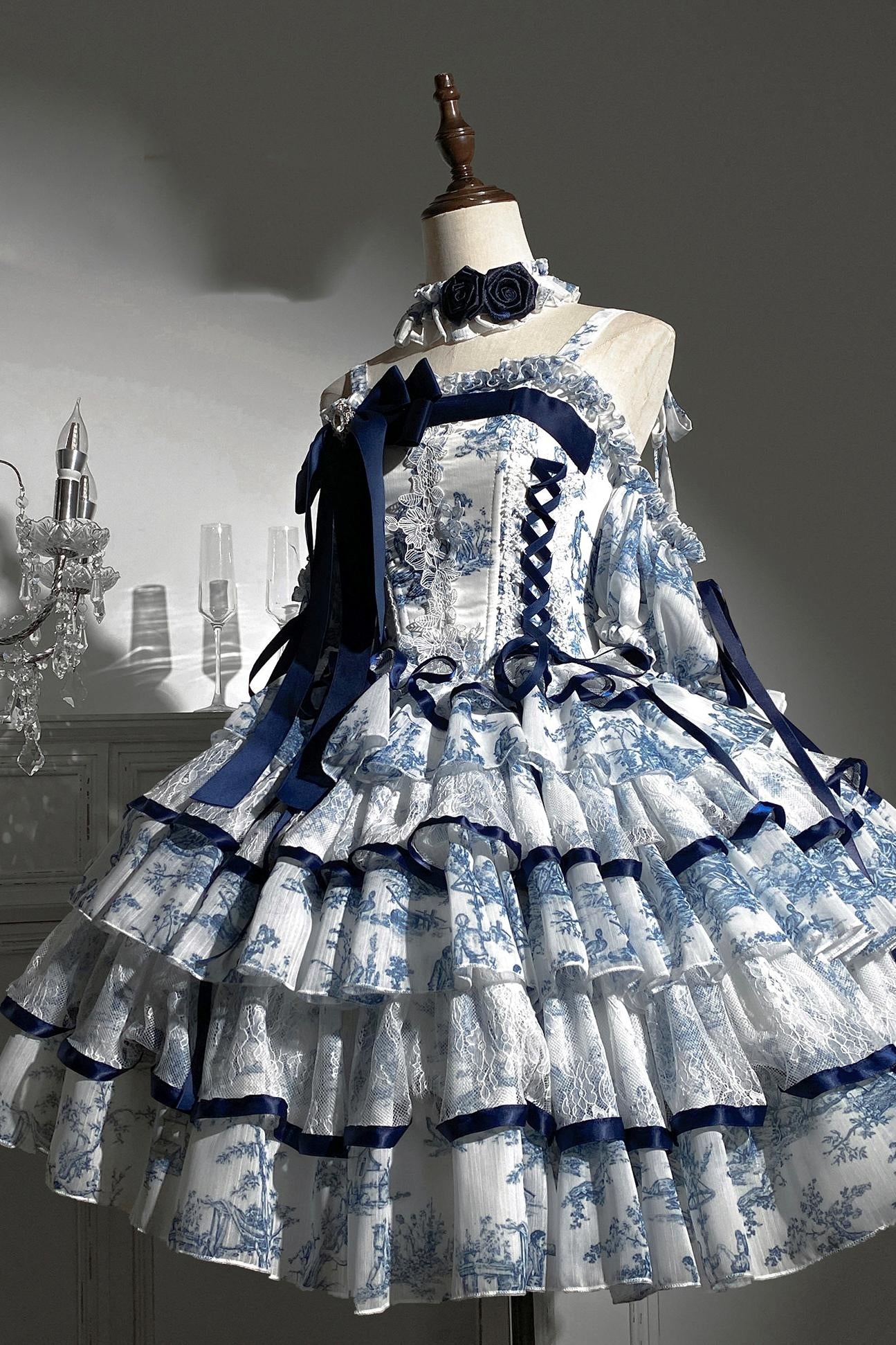 Rainfall Celadon Lace Tiered Lolita Dress