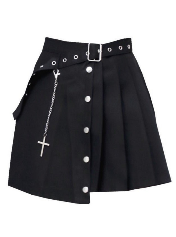 クロスストラップアシメプリーツラップスカート