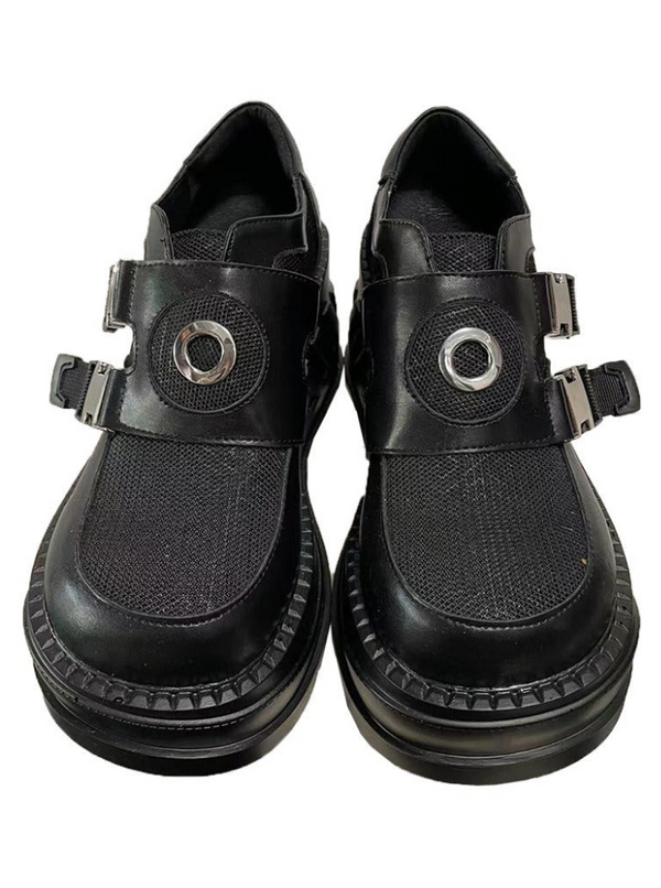 Ring buckle power wedge sole shoes