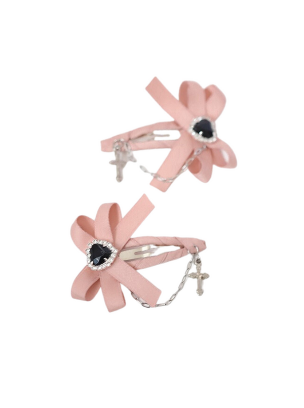 Heart Ribbon Pair Hair Clip