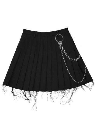 Dark Punk Damage Design Chain Pleated Skirt