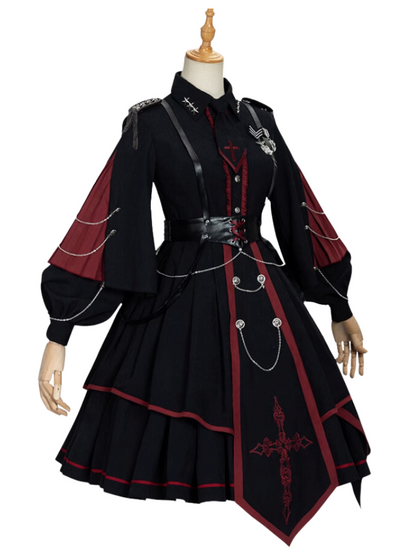 Robe rosaire gothique + corset en cuir