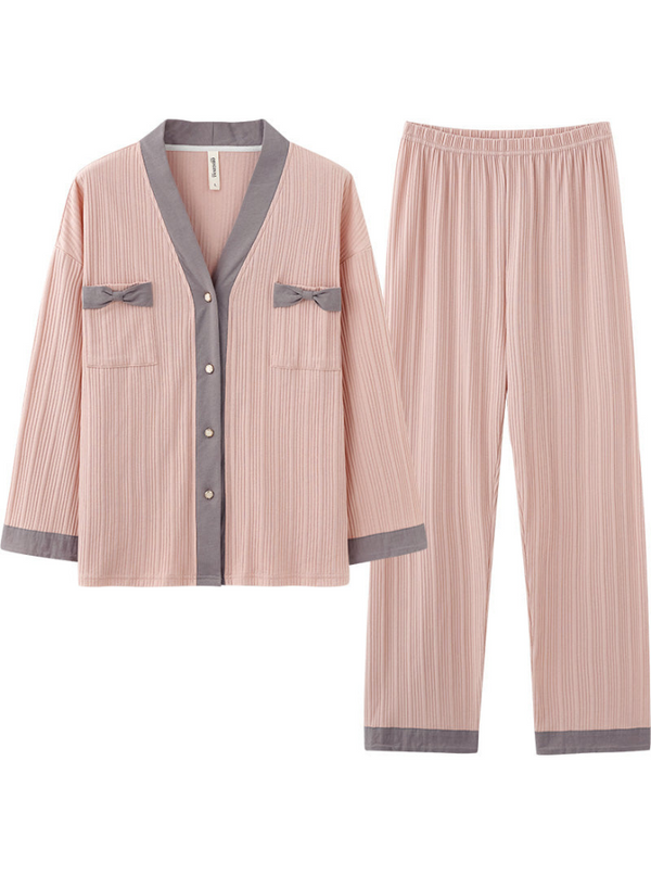 リボンバイカラーホームインネットルームウェア