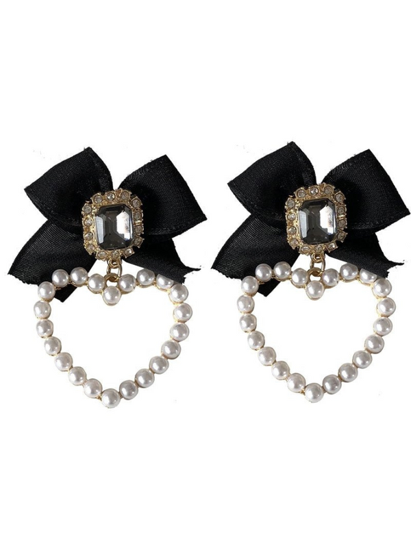 heart pearl bijou ribbon earrings