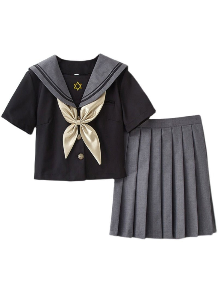 Hexagram logo sailor shirt + pleated skirt