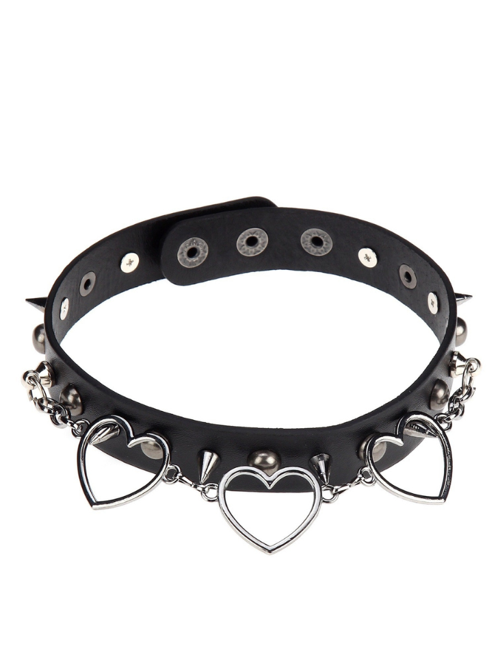 Rivet studs heart ring choker