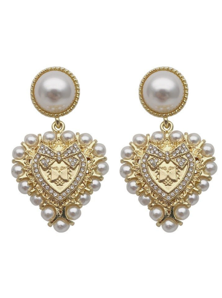 heart pearl earrings