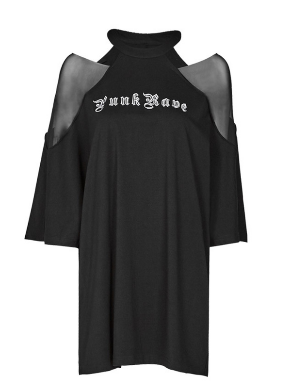 オフショルシアーゴシックロゴTシャツ