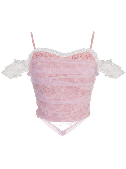 Balletian pink sling lace camisole