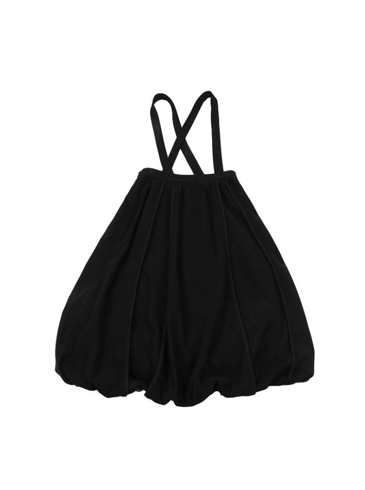 Monotone High Waist Suspender Skirt