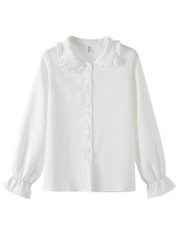 Ruffle collar ruffle cuff blouse
