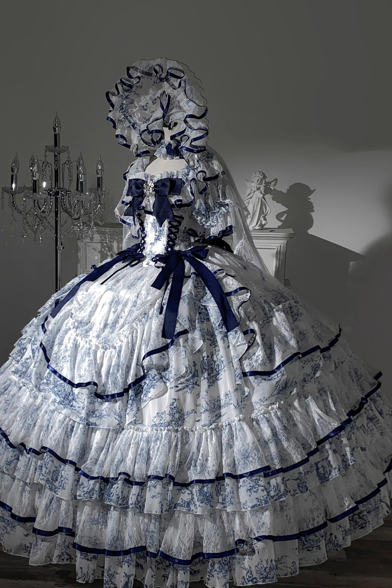 Robe Lolita florale à manches courtes avec baleines