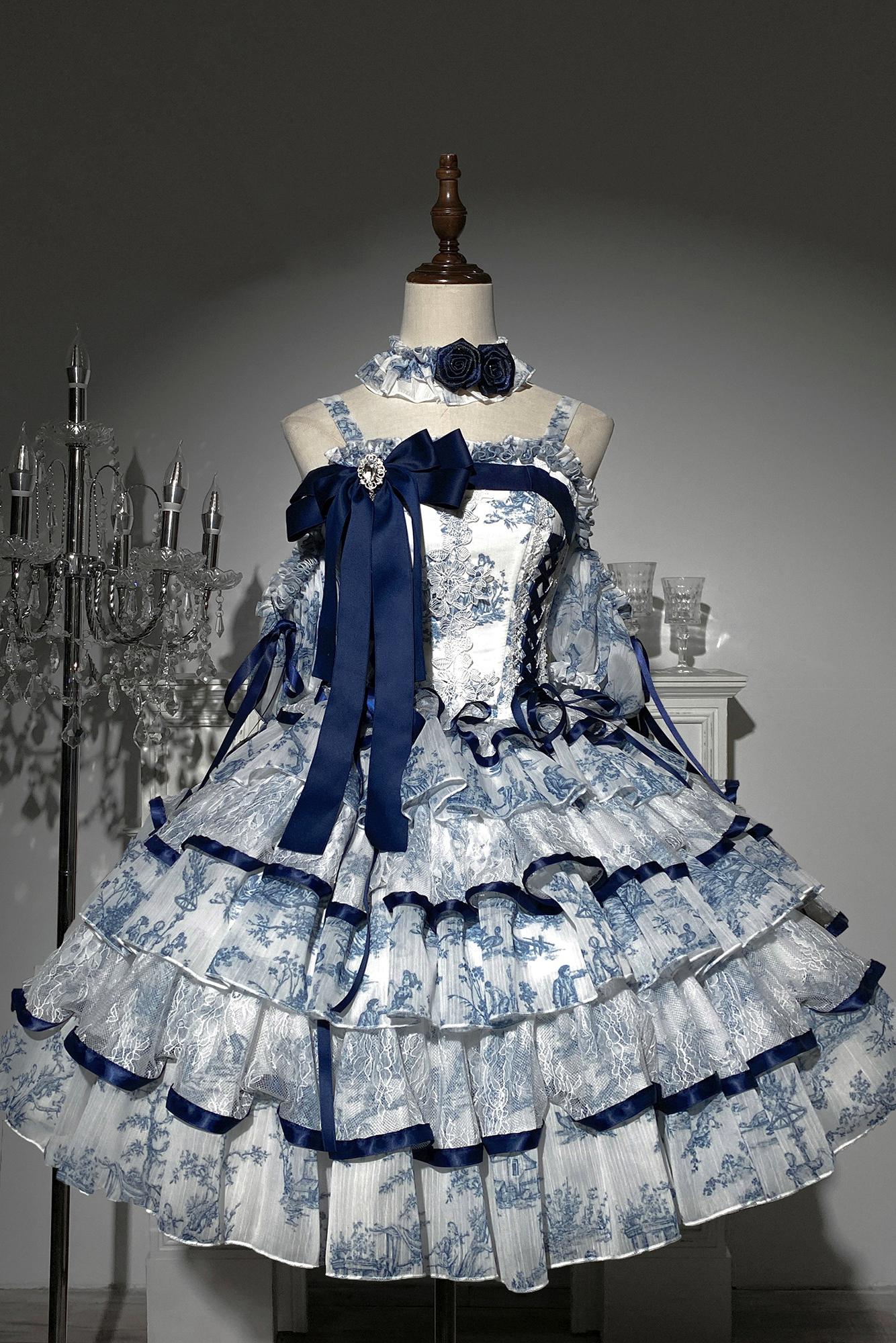 Rainfall Celadon Lace Tiered Lolita Dress