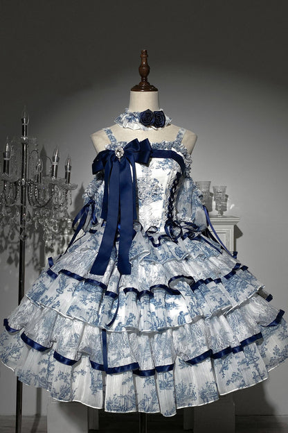 Rainfall Celadon Lace Tiered Lolita Dress