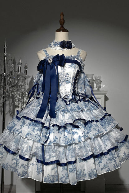 Rainfall Celadon Lace Tiered Lolita Dress