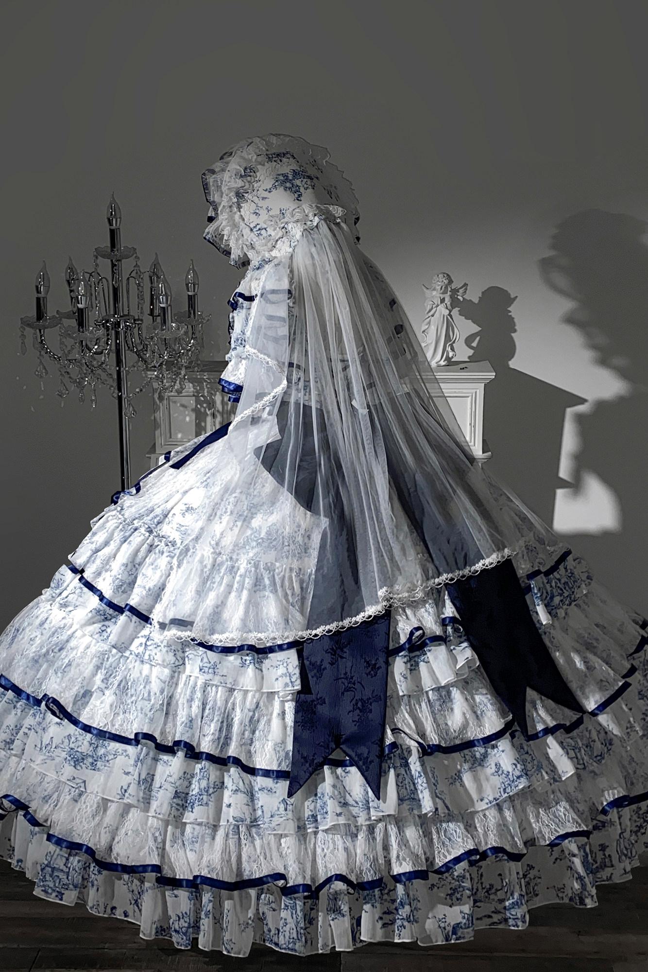 Robe Lolita florale à manches courtes avec baleines
