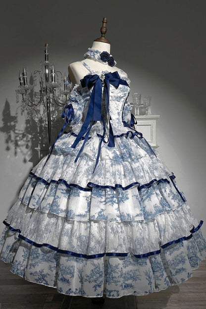 Rainfall Celadon Lace Tiered Lolita Dress