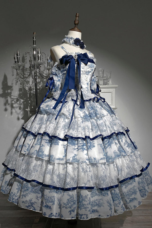 Rainfall Celadon Lace Tiered Lolita Dress