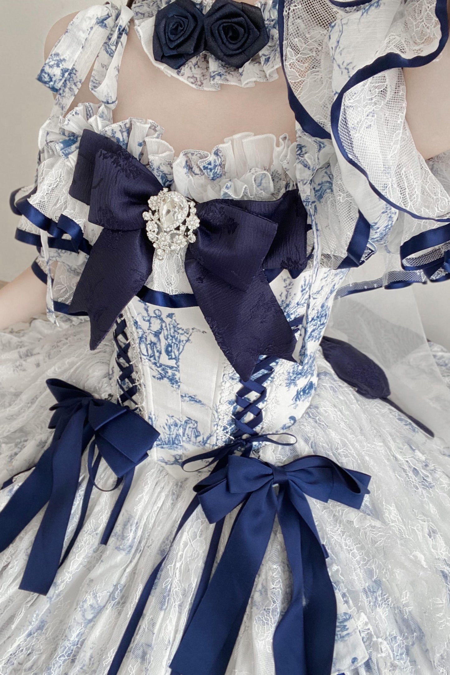 Robe Lolita florale à manches courtes avec baleines