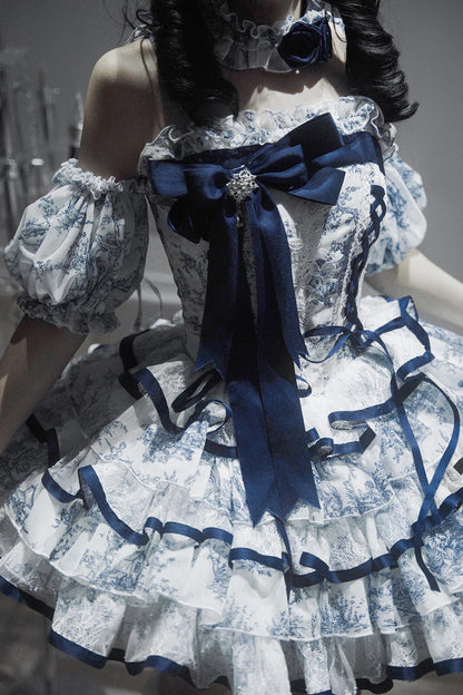Rainfall Celadon Lace Tiered Lolita Dress