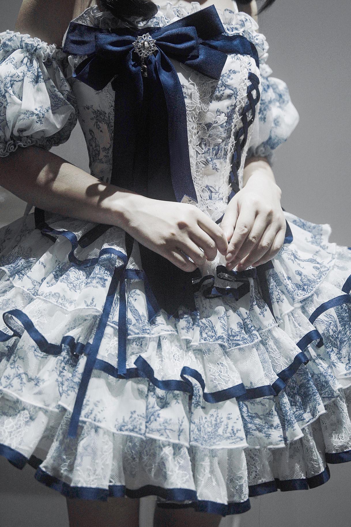 Rainfall Celadon Lace Tiered Lolita Dress