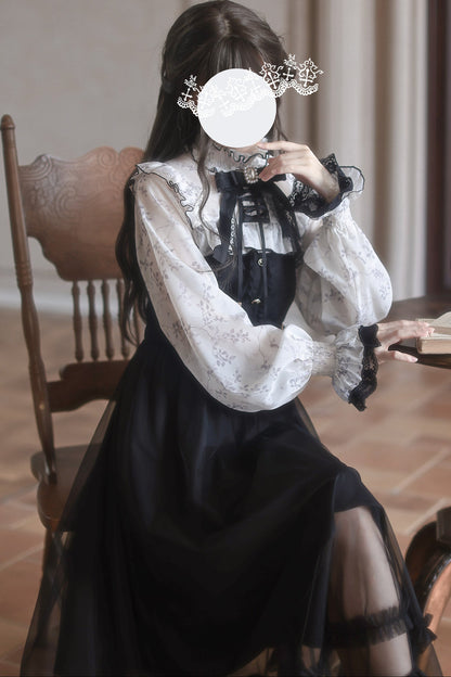 Black White Printed Tulle Dress