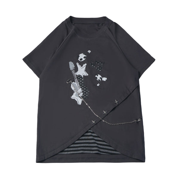 Rebellious Chord Raglan Scarf Short Sleeve Pants Set-Up