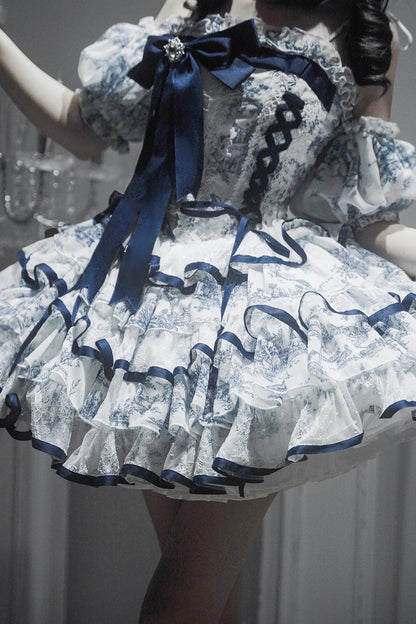 Rainfall Celadon Lace Tiered Lolita Dress