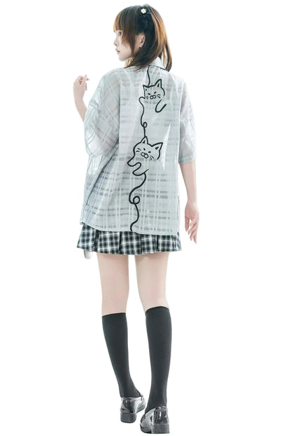 Kitten Check School Top and Skirt Set-Up