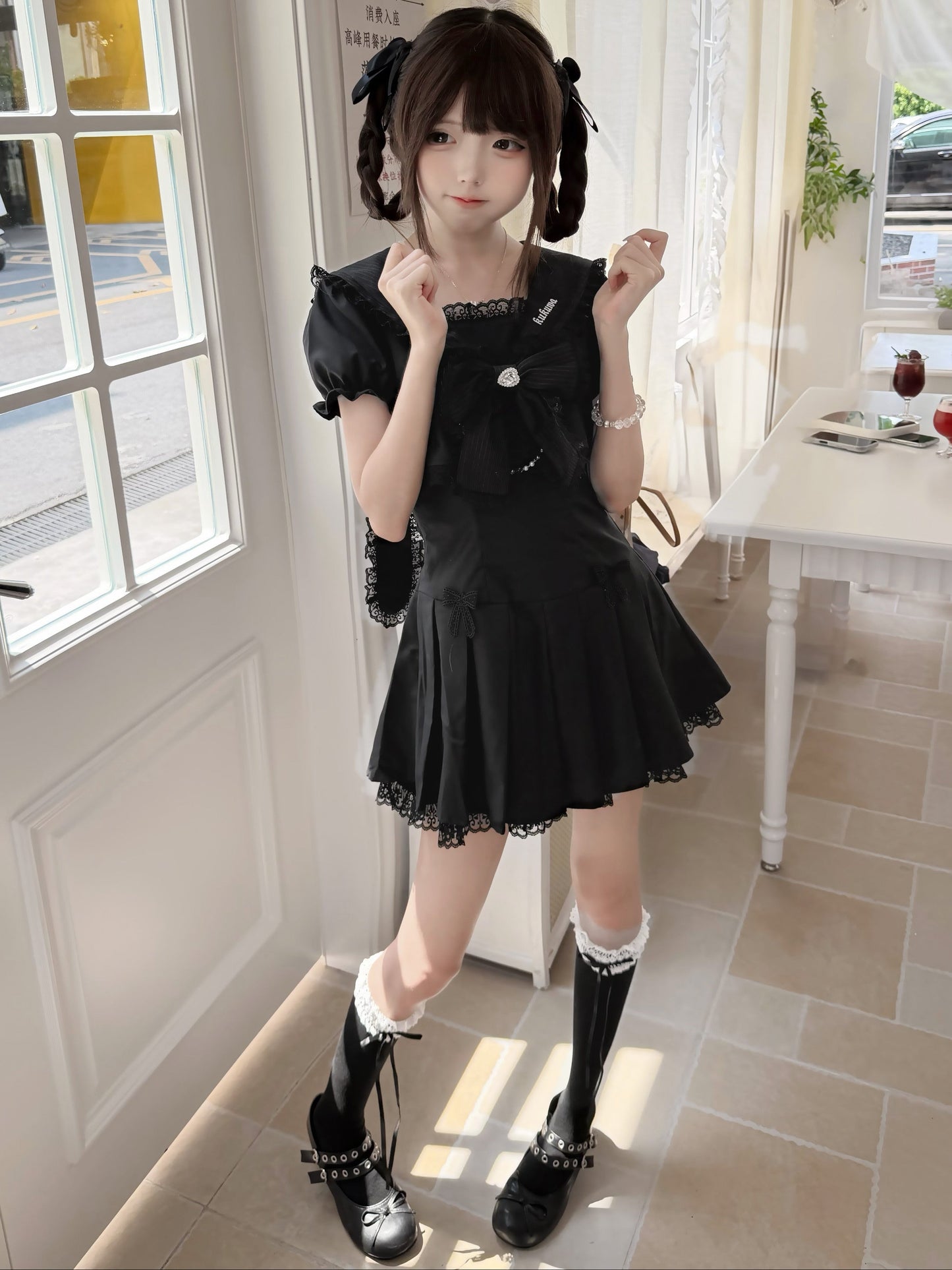 Sweet Gothic Sailor Lace Dress