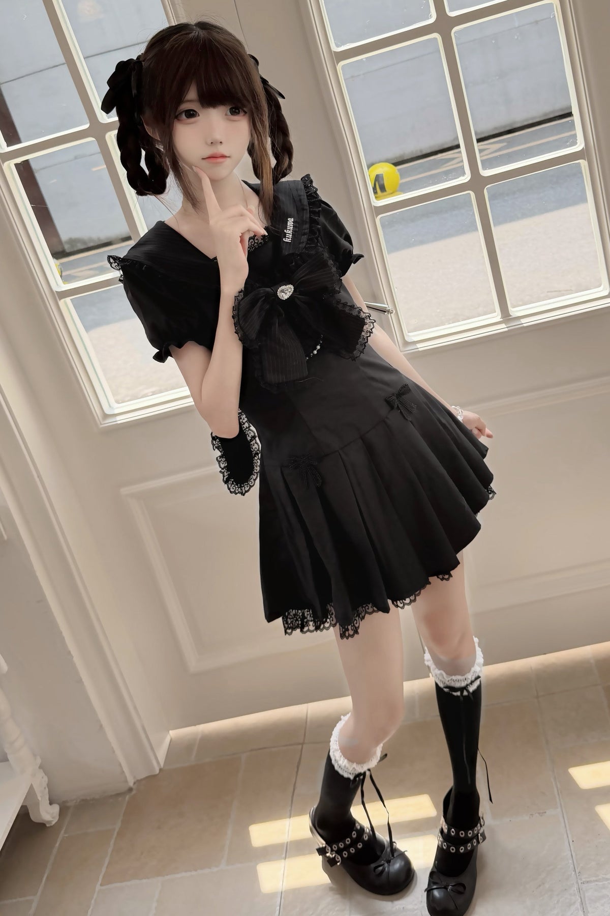 Sweet Gothic Sailor Lace Dress