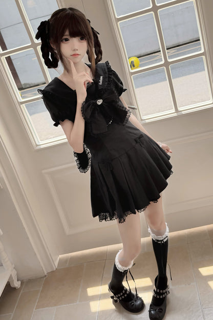 Sweet Gothic Sailor Lace Dress