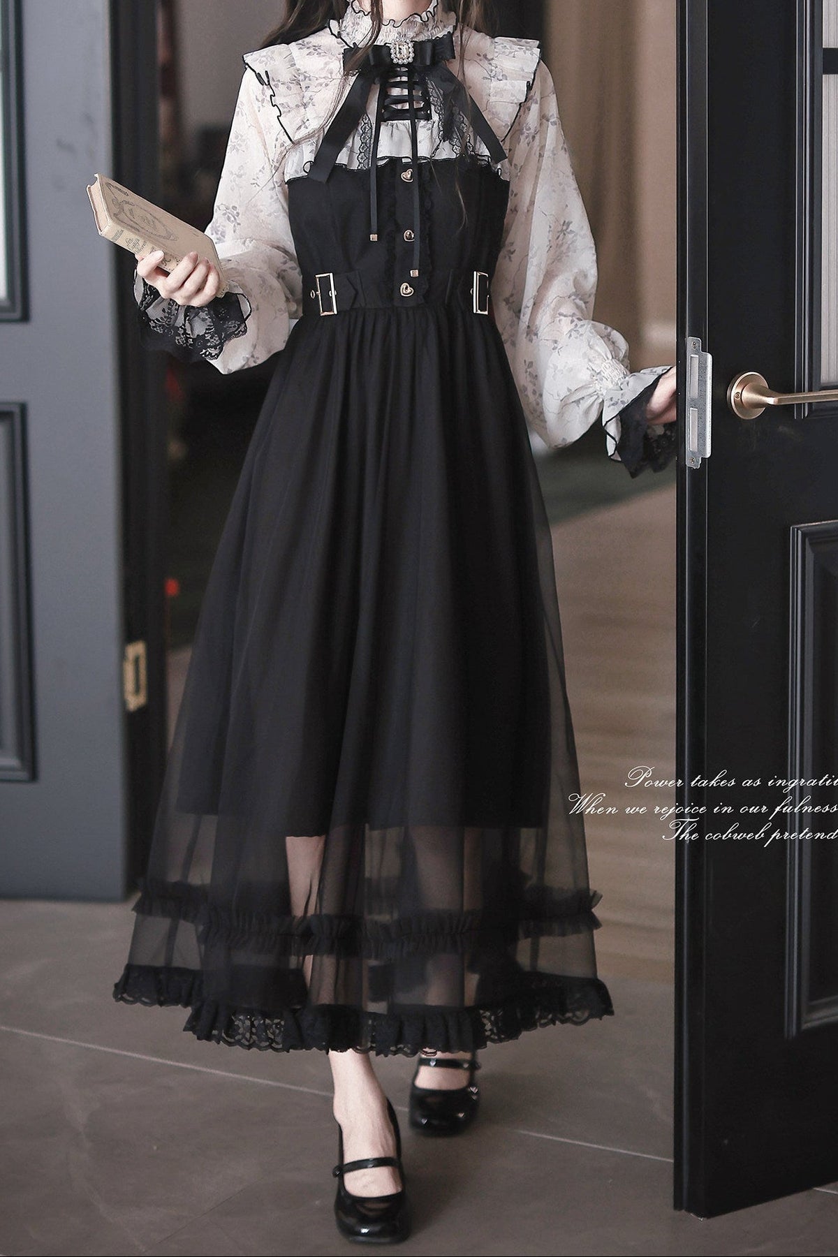 Black White Printed Tulle Dress