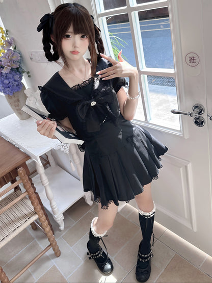 Sweet Gothic Sailor Lace Dress