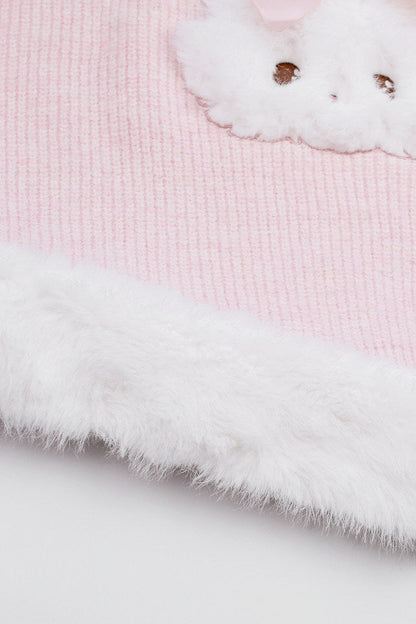 Ensemble robe-pull en maille rose à épaules dénudées