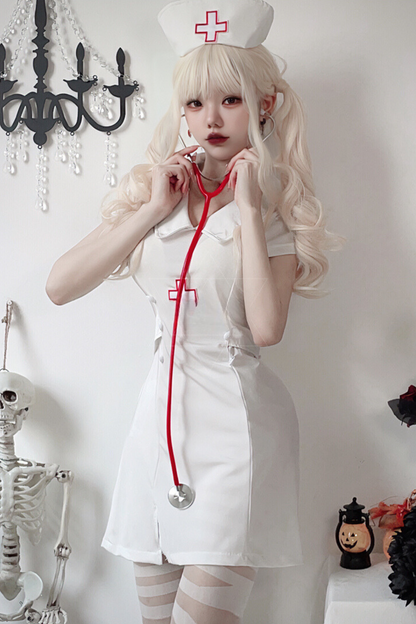 Pure White Nurse Cosplay Set