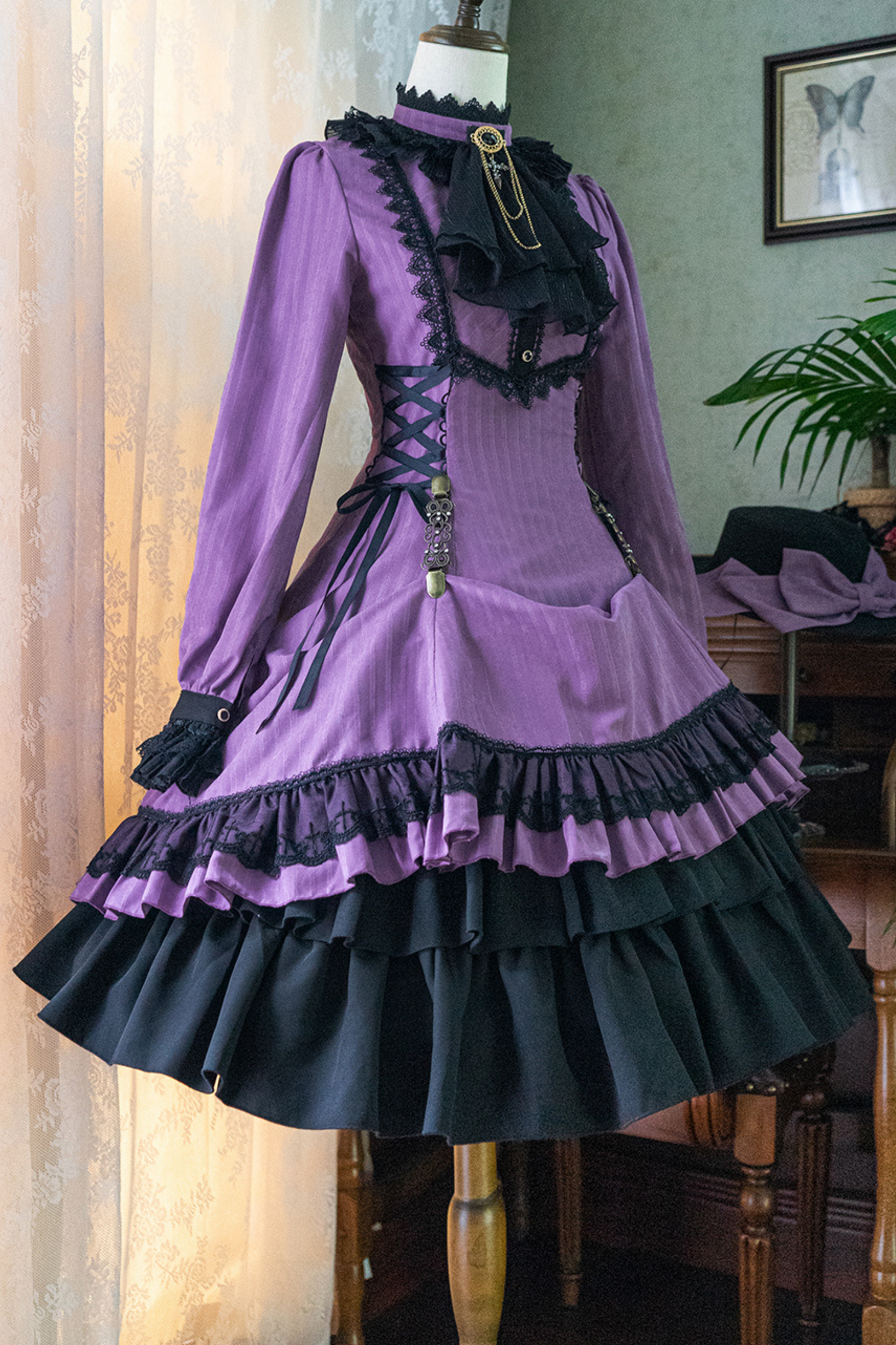 Retro Striped Elegant Gothic Lolita Dress