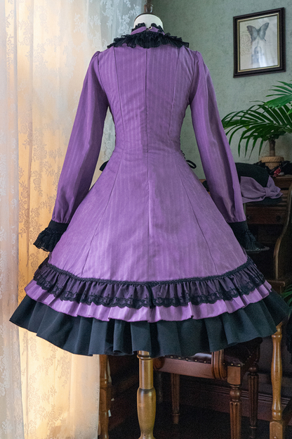 Retro Striped Elegant Gothic Lolita Dress