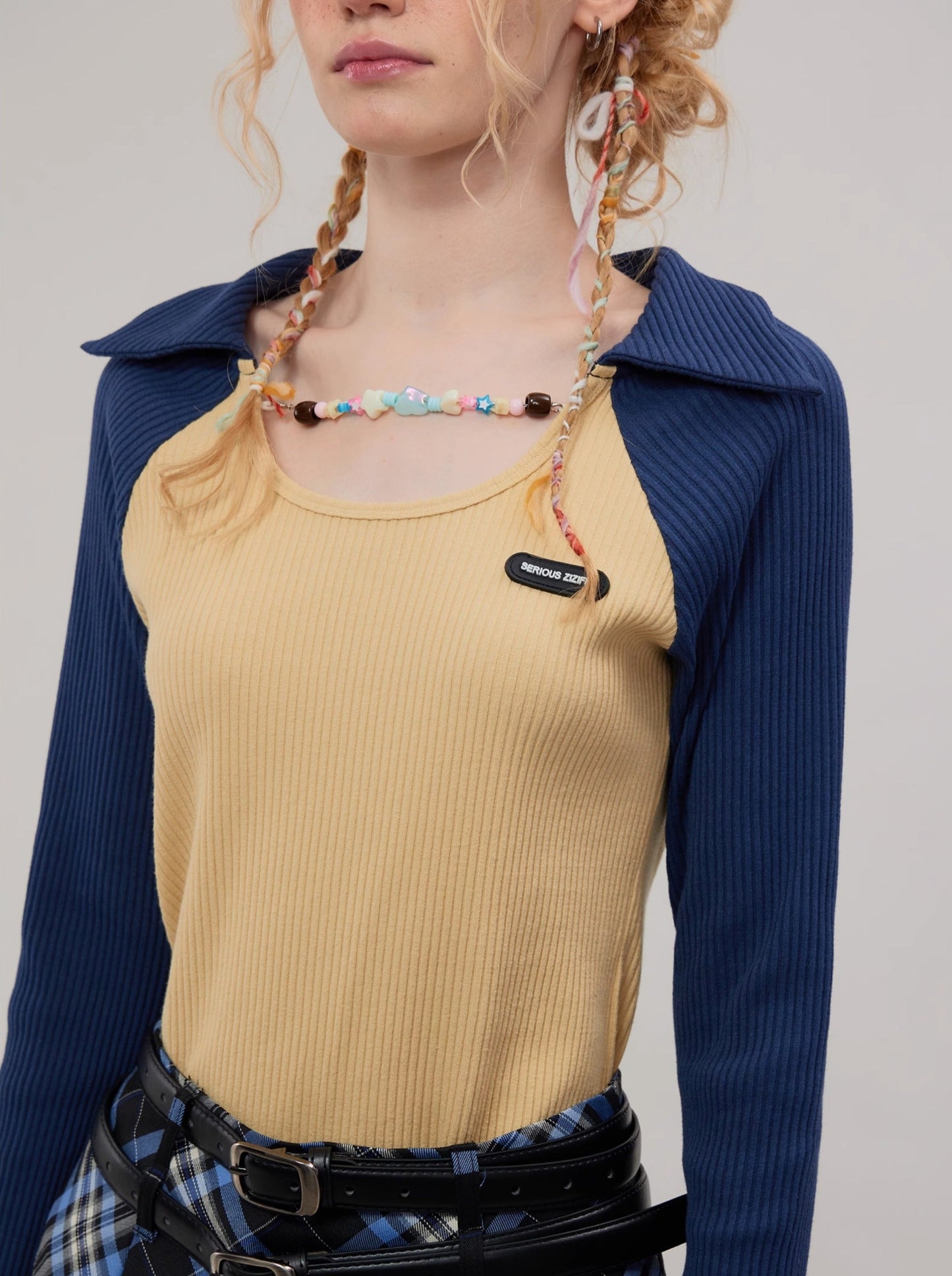 American Retro Raglan Sleeve Polo Collar Chain Knit